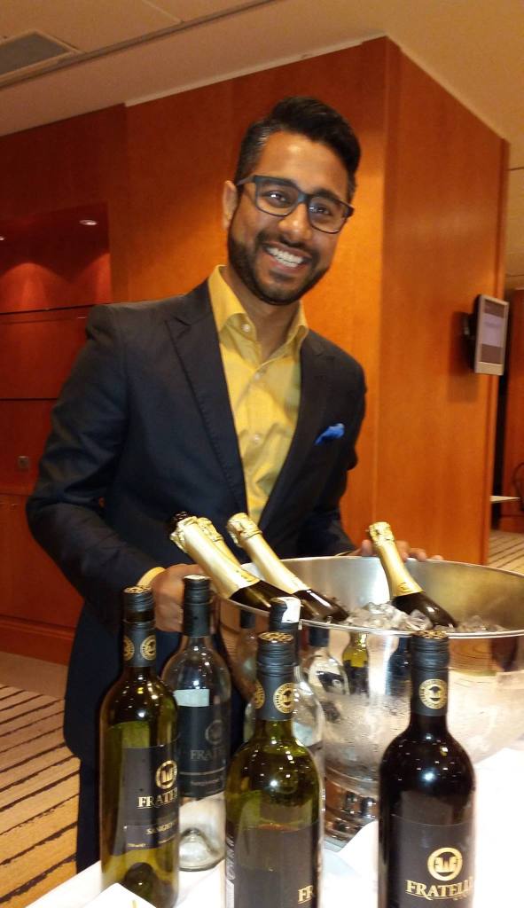 Abhishek Haryson, Senior Manager Corporate Communication & Marketing, Fratelli Wines showcasing the wines at Sheraton Stockholm during India Unlimited 