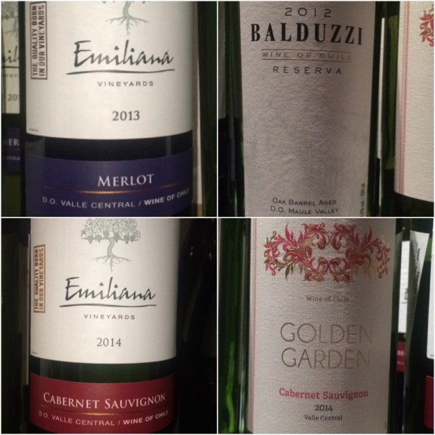 Some red wines from Chile that we tasted at the Masterclass 