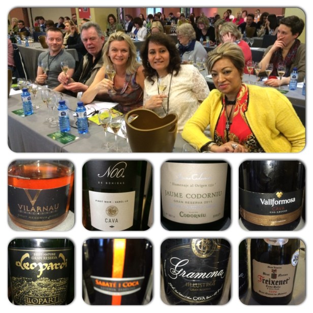 Official IWINETC Grand Cava Tasting at Hotel Barcelona Golf Resort & Spa. In the photograph from from left to right Christopher Walkey of Glass of Bubbly, Hugh Jordan, Sorcha Holloway of Away With Wine, Lavina Kharkwal of High On Wines & Yegas Naidoo. 