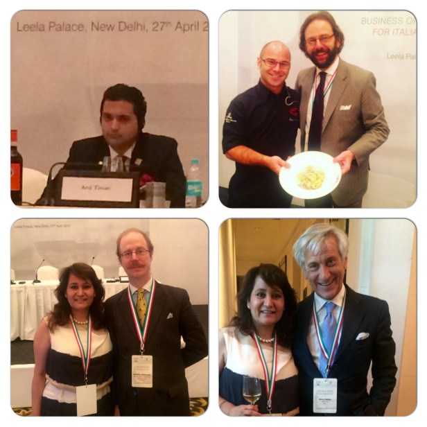 In the picture Sommelier Atul Tiwari, Italian Trade Commissioner Francesco Pensabene with Chef Diego Martinelli, Lavina Kharkwal with Martino Castellani Deputy Trade Commissioner & Paolo Bruni President CSO 
