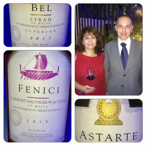 Tasting wines from Meridiana Wine Estate Ta' Qali Malta with the High Commissioner of Malta H.E. Stephen Borg 