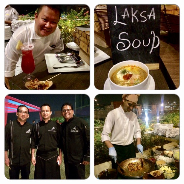 Executive Sous Chef of The Fullerton Hotel Singapore, Richarg Ng with Executive Chef Neeraj Rawoot, Executive Pastry Chef Anurag Bhartwal & Executive Sous Chef Amit Wadhera of The Leela Ambience Gurgaon at the Opening Cocktail Party of Singapore Surprise