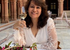 Enjoying a glass of White Wine at Laxmi Vilas Palace Bikaner